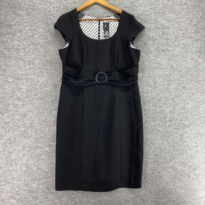 K Dress Women 16 Plus Black Sheath Midi Zipper Lined Short Sleeve Casual